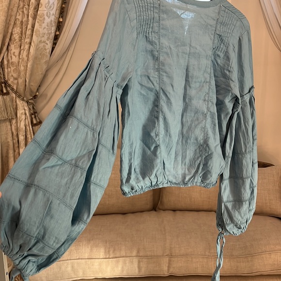 FREE PEOPLE 💯 linen balloon blouse size SP - Picture 8 of 16